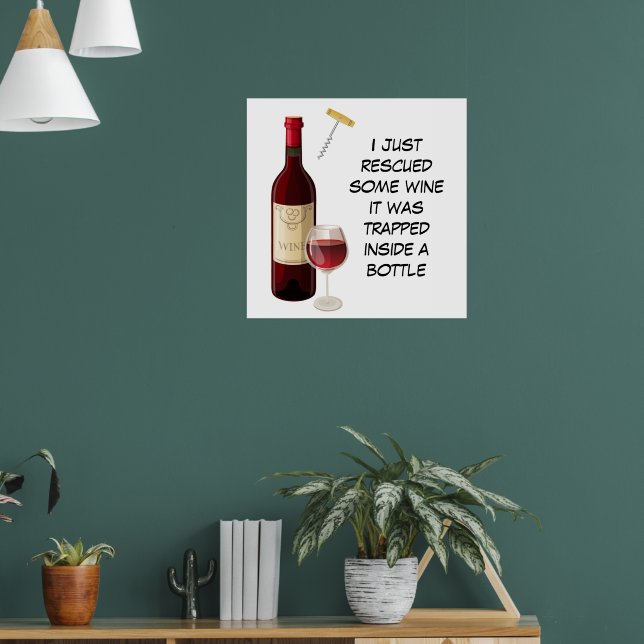 Weinflasche und Glasdarstellung Poster (Wohnzimmer 1)