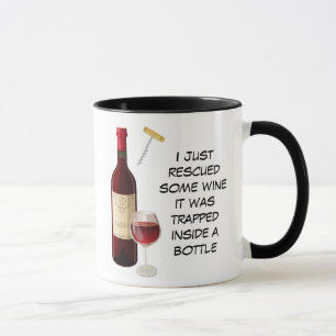 Weinflasche und Glasdarstellung Tasse