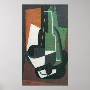Weinflasche von Juan Gris, Vintager Kubismus Poster