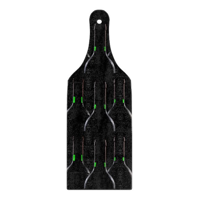 Weinflaschen Black Glass Cutting Board Paddel Schneidebrett (Vorderseite)