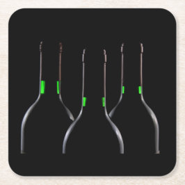 Weinflaschen Black Square Paper Untersetzer