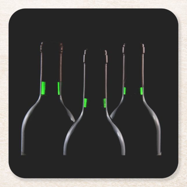 Weinflaschen Black Square Paper Untersetzer (Vorderseite)