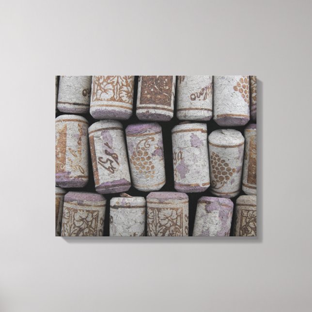 Weinflaschen Corks Nah-up Foto Leinwand (Vorderseite)