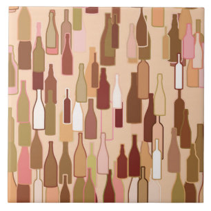 Weinflaschen, Erdfarben, heller korallenroter Fliese