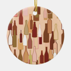 Weinflaschen, Erdfarben, heller Korallenuntergrund Keramik Ornament