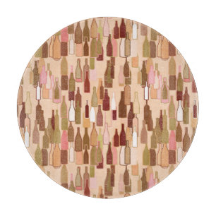 Weinflaschen, Erdfarben, heller Korallenuntergrund Schneidebrett