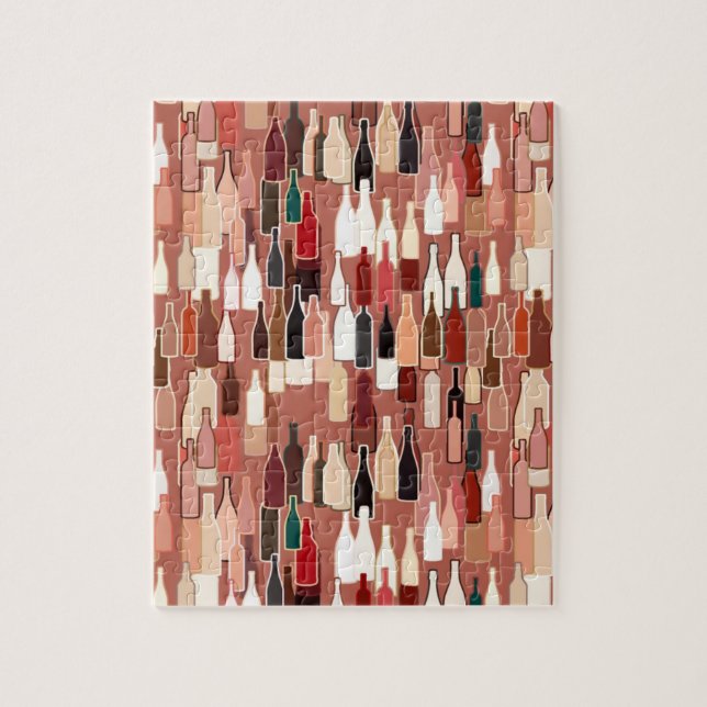 Weinflaschen, Erdfarben, Terrakottahintergrund Puzzle (Vertikal)