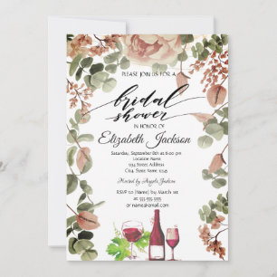 Weinflaschen Glas Chic Blumen Brautparty Einladung