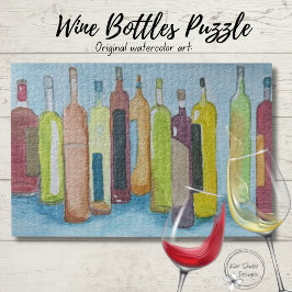 Weinflaschen in Aquarell Puzzle