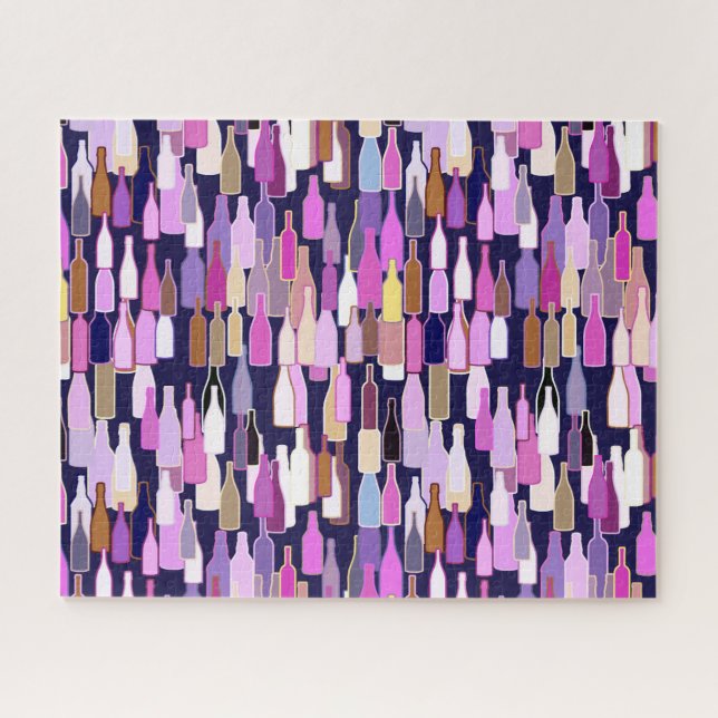 Weinflaschen, mehrfarbig, dunkelblau puzzle (Horizontal)
