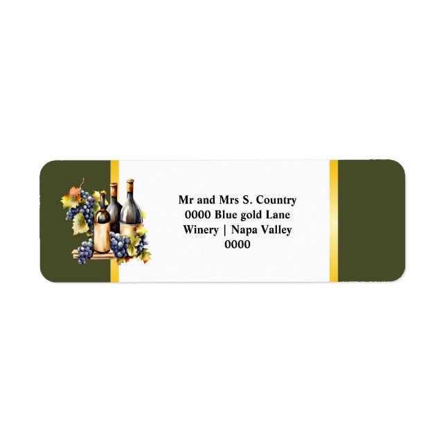 Weinflaschen mit Aquarell Weintrauben Chic Country (Vorne)