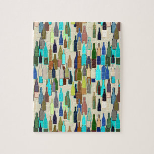 Weinflaschen, multi Farbe, beige Hintergrund Puzzle