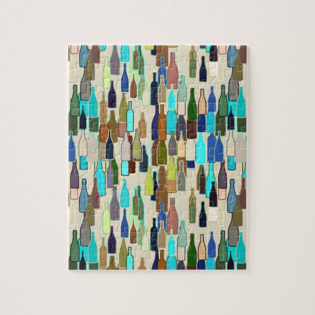 Weinflaschen, multi Farbe, beige Hintergrund Puzzle (Vertikal)