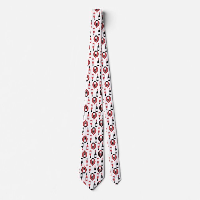 Weinflaschen Muster rot und schwarz Krawatte (Vorderseite)