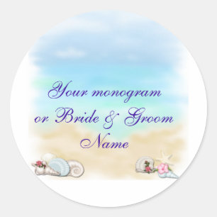 Weinflaschen oder Biermarken Beach Wedding Runder Aufkleber