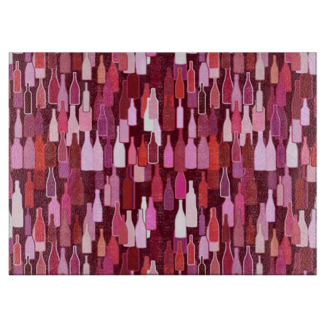 Weinflaschen, Pflaumenfarben, bordeauxroter Hinter Schneidebrett (Vorderseite)