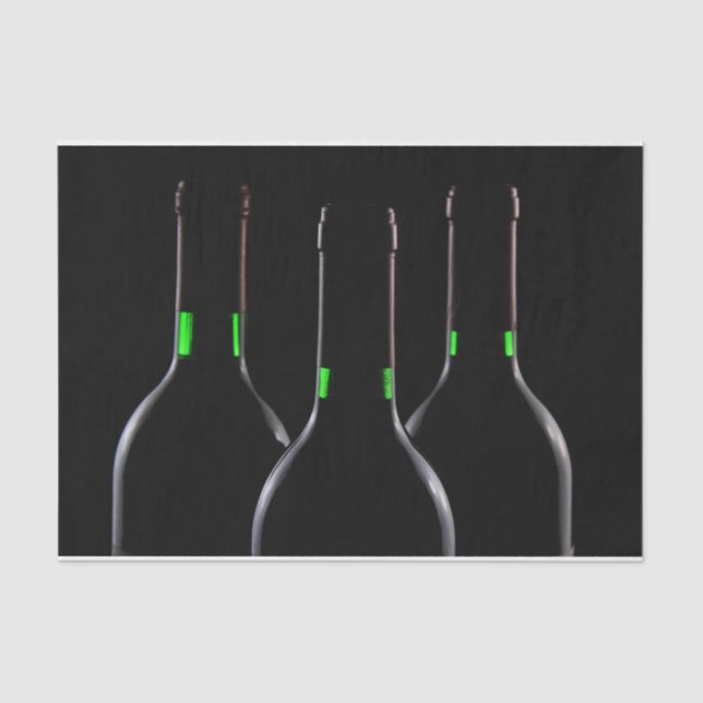 Weinflaschen Schwarzes Gewebe Papier (Vorderseite)