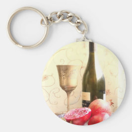 Weinflaschen und Granatapfelate Schlüsselanhänger