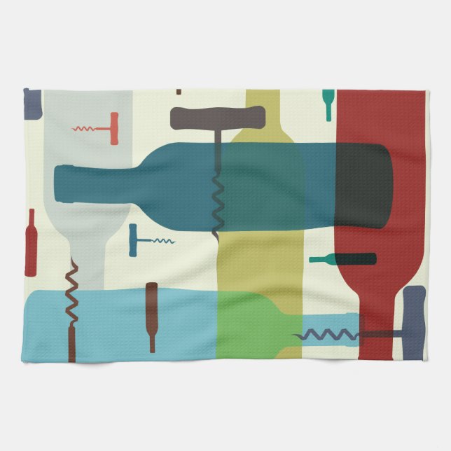 Weinflaschen- und -öffnerentwurf handtuch (Horizontal)