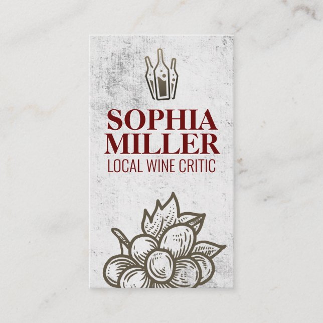 Weinflaschen und Traubensymbol Visitenkarte (Vorderseite)