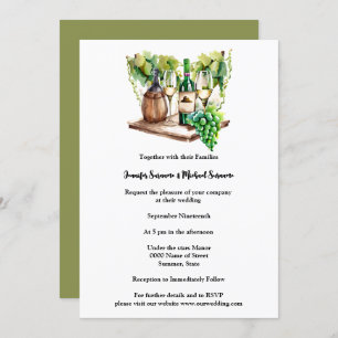 Weinflaschen Wein mit minimalistischer Wasserfarbe Einladung