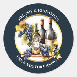Weinflaschen Wein Weintrauben Monogramm Land Runder Aufkleber