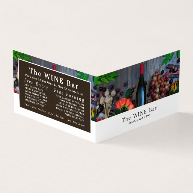 Weinflaschen, Weinkeller/Bar, Detaillierte Angaben Visitenkarten (Vorderseite)