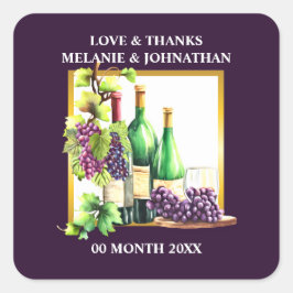 Weinflaschen Weintrauben Lapis Weinkeller Chic Quadratischer Aufkleber