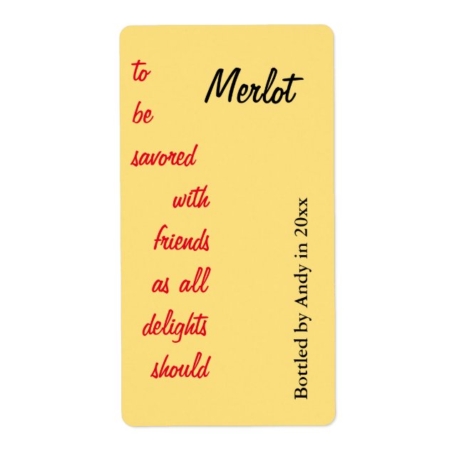 Weinflaschenetikett (Vorne)