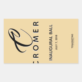 WEINFLASCHENETIKETT CHAMPAGNE INAUGURAL BALL STICK RECHTECKIGER AUFKLEBER