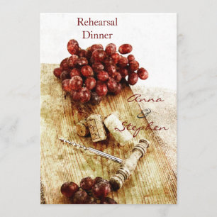 Weinflaschenkorken, Trauben, Korkenzieher Einladung