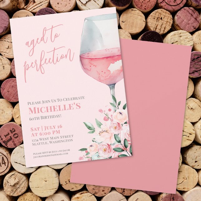 Weinflora 60. Geburtstagsparty Einladung (Wine Floral 60th Birthday Party Invitation)