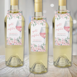 Weinflorale Geburtstagsparty Flaschenanhänger