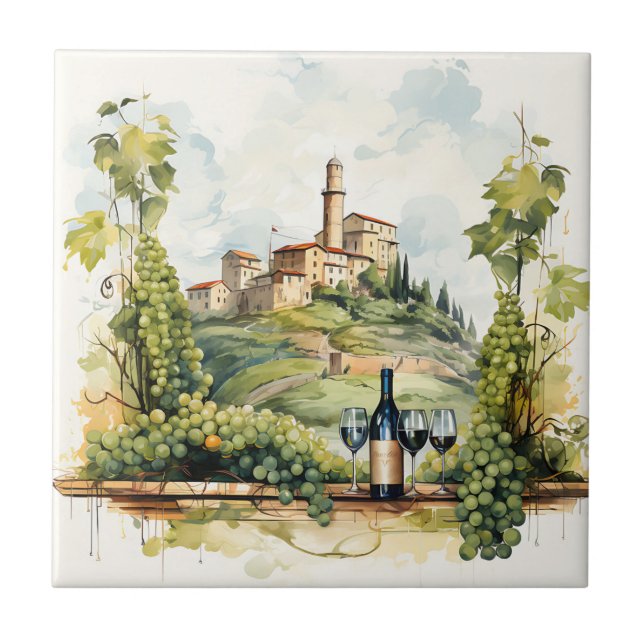 Weingarten Aquarellfarben Druckfarbe Fliese (Vorderseite)
