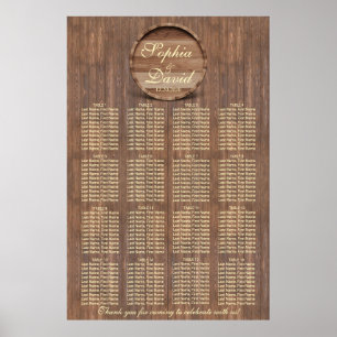 Weingarten Eichenholzkarte 16 Tische Poster