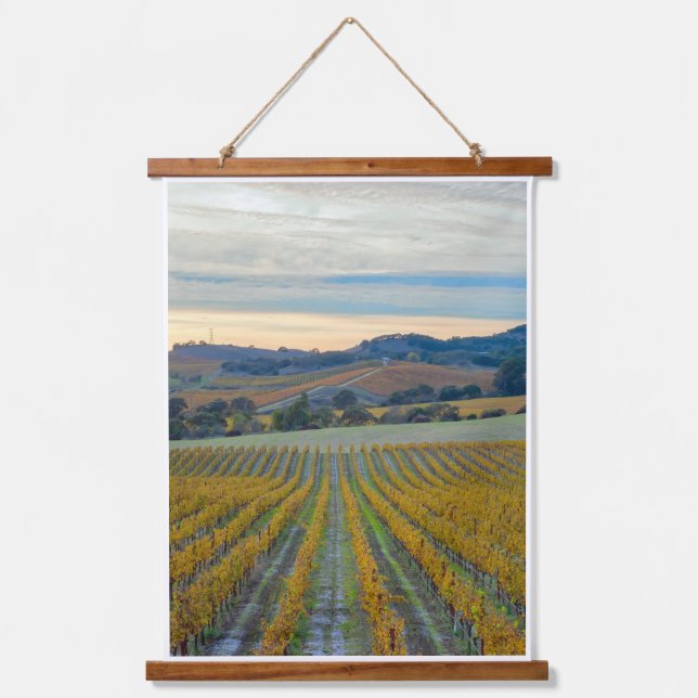 Weingarten Grapevnes im Herbst Wandteppich Mit Holzrahmen (Vorderseite)