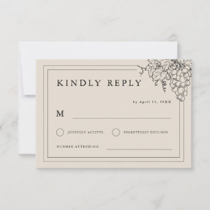 Weingarten Hochzeit Napa Tal RSVP Karte