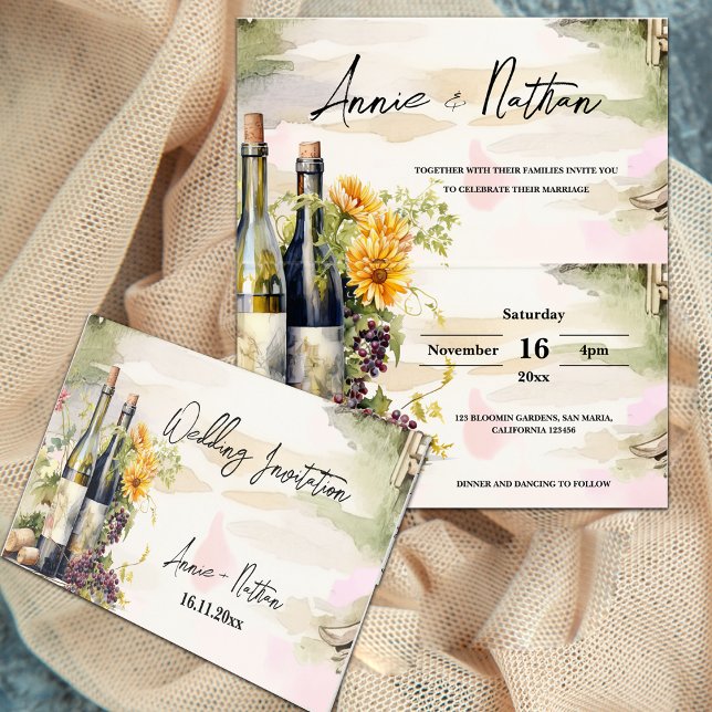 Weingarten Romantische Hochzeitsfeier (Grapevine Vineyard Romantic Wedding Folded  Invitation)