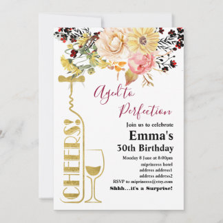 Weingeburtstagseinladung, "Aged to Perfection" Einladung