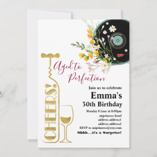 Weingeburtstagseinladung, "Aged to Perfection" Einladung