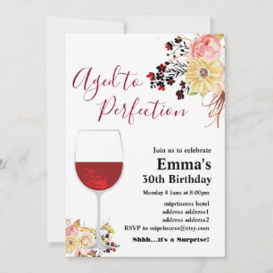 Weingeburtstagseinladung, "Aged to Perfection" Einladung