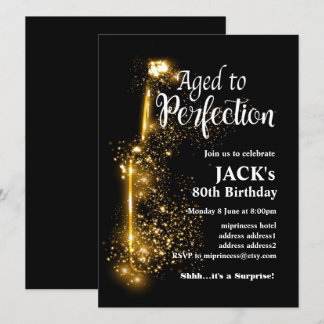Weingeburtstagseinladung, "Aged to Perfection" Einladung