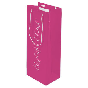 Weingeschenktasche - Rosa und weiße Schrift Geschenktüte Für Weinflaschen