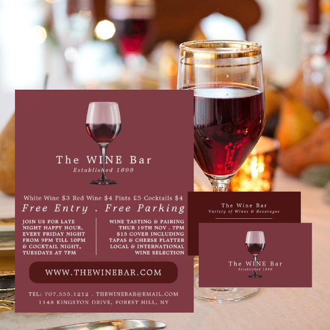 Weinglas, Bar Wein/Weinkeller Werbung Flyer (Von Creator hochgeladen)