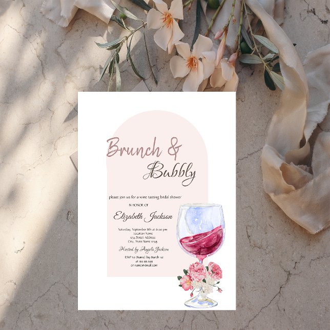 Weinglas Boho Blume Confetti Brunch & Bubbly Einladung (Von Creator hochgeladen)
