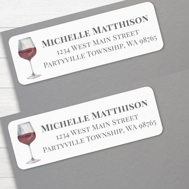 Weinglas Einfache Rücksendeadresse (Wine Glass Simple Return Address label)