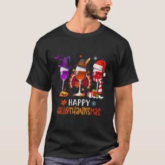 Weinglas Erntedankfest Hallothanksmas Wein T-Shirt