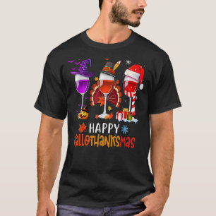 Weinglas Erntedankfest Hallothanksmas Wein T-Shirt