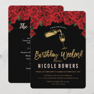 Weinglas Geburtstag Wochenende Einladung