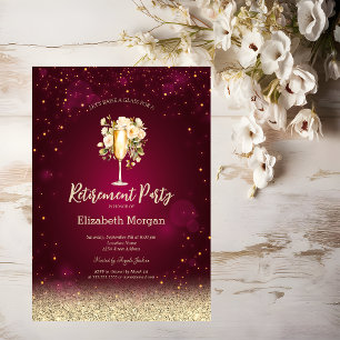 Weinglas Gold Bokeh Rosen Rot Ruhestand Einladung